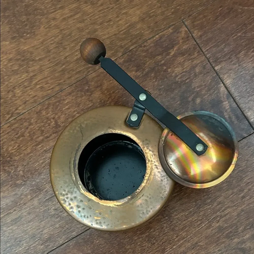 Vintage Brass Chafing Set, Copper with a Wooden Handle, Mid Century Modern